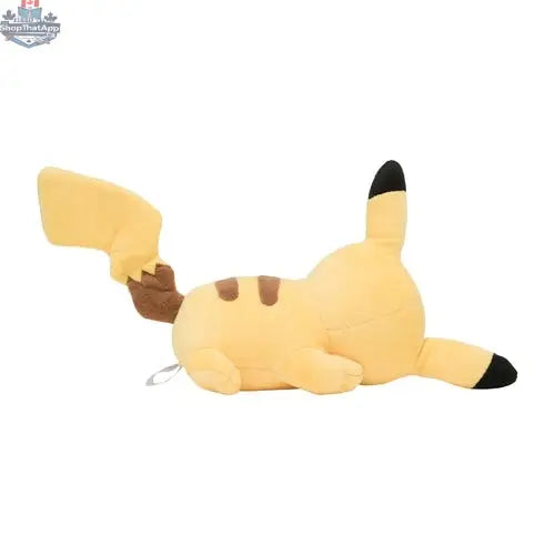 Sleeping Pikachu plush toy from Banana Games & Hobby's Onemuri collection, soft and cuddly Pikachu resting peacefully.