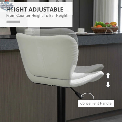 Set of two white Avion adjustable height barstools by SLOTH Nation with swivel seats, modern design, and sleek white finish.