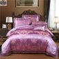 Luxury jacquard cotton bedding set by SLOTH Nation, four-piece duvet cover and silk-satin finish bed sheet set in elegant design.