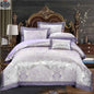 Luxury SLOTH Nation jacquard cotton bedding set with duvet cover and silk-satin bed sheet, four-piece bed linen ensemble.