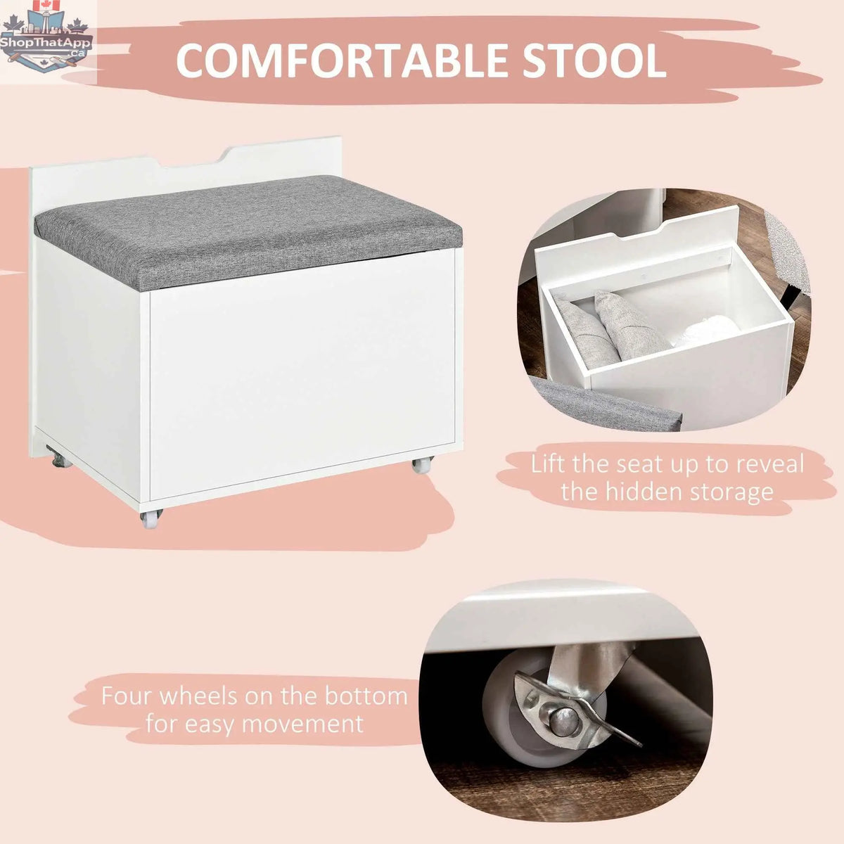 SLOTH Nation Alice makeup vanity set with white finish and flip top mirror, bedroom furniture for beauty and grooming.
