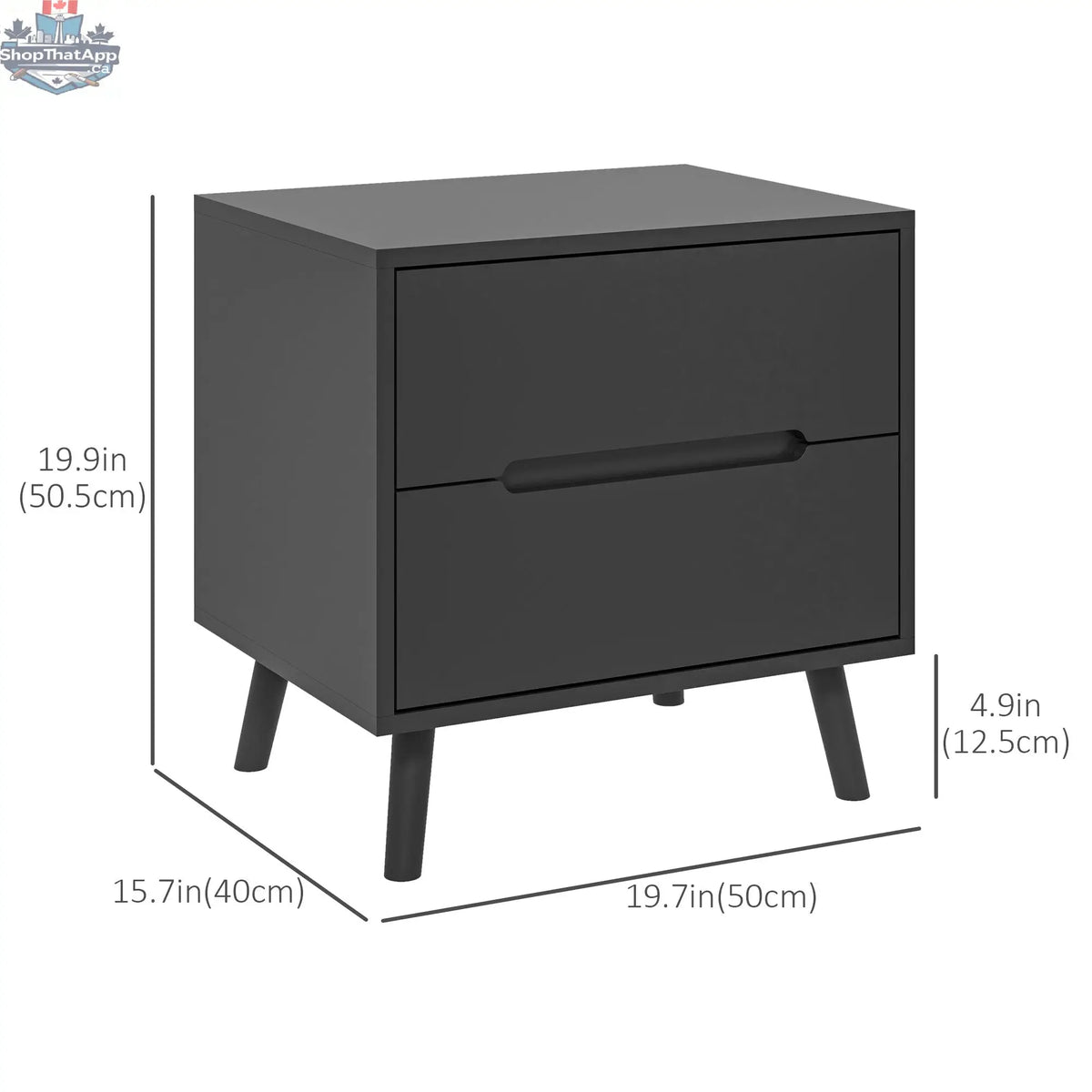Black SLOTH Nation Avery Accent Table storage cabinet with 3 drawers, modern nightstand for stylish bedroom organization
