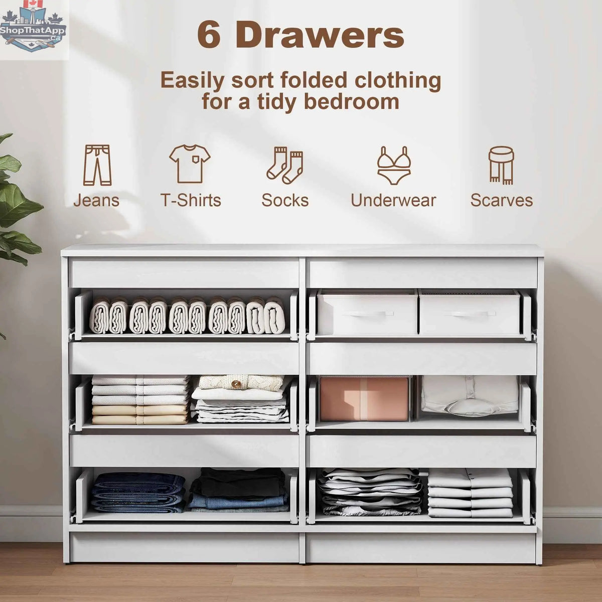 White River 6-drawer dresser by SLOTH Nation, versatile bedroom, living room, or hallway furniture with sleek design.