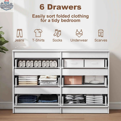 White River 6-drawer dresser by SLOTH Nation, versatile bedroom, living room, or hallway furniture with sleek design.