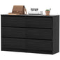 SLOTH Nation River Black 6 Drawer Bedroom Dresser with sleek modern design, suitable for bedroom, living room, or hallway storage.
