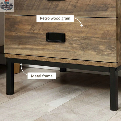 Wallace Coffee bedroom nightstand by SLOTH Nation with two drawers and steel frame legs, featuring a modern design.