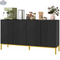 Black Brooklyn Kitchen Buffet Cabinet by SLOTH Nation with adjustable shelves, featuring a sleek sideboard design for storage.