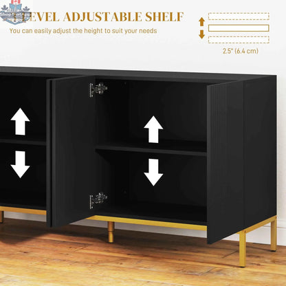 Black Brooklyn Kitchen Buffet Cabinet with adjustable shelves from SLOTH Nation, featuring a sleek sideboard design.