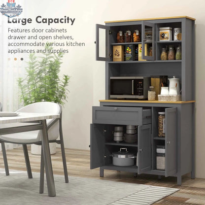 Brooks 71-inch grey 5-door kitchen cabinet with adjustable shelves by SLOTH Nation, designed for versatile storage.