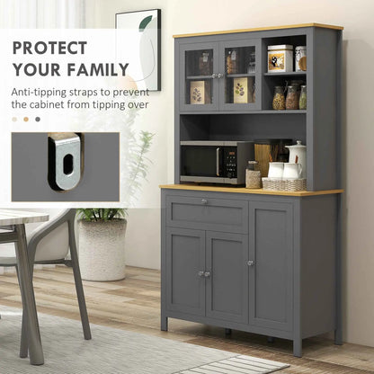 Brooks 71-inch grey 5-door kitchen cabinet with adjustable shelves by SLOTH Nation, featuring a modern storage design.