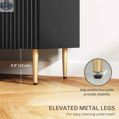 Modern black Ellis Kitchen Buffet Cabinet by SLOTH Nation with three drawers, ideal for hallway storage and decor.