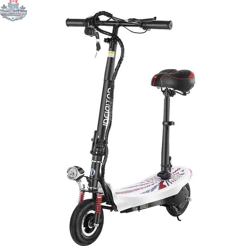 SLOTH Nation electric scooter with 24V lithium battery, foldable design, suitable for everyday urban commuting.