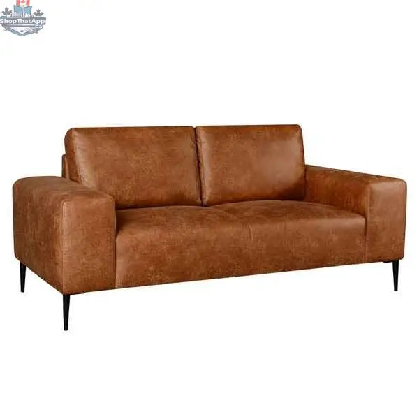 Rustic light brown Freeman loveseat by SLOTH Nation with stylish, comfortable design, perfect for modern living spaces.