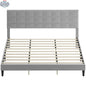 Grey upholstered King size bed frame with headboard from SLOTH Nation, featuring a modern design and sturdy construction.
