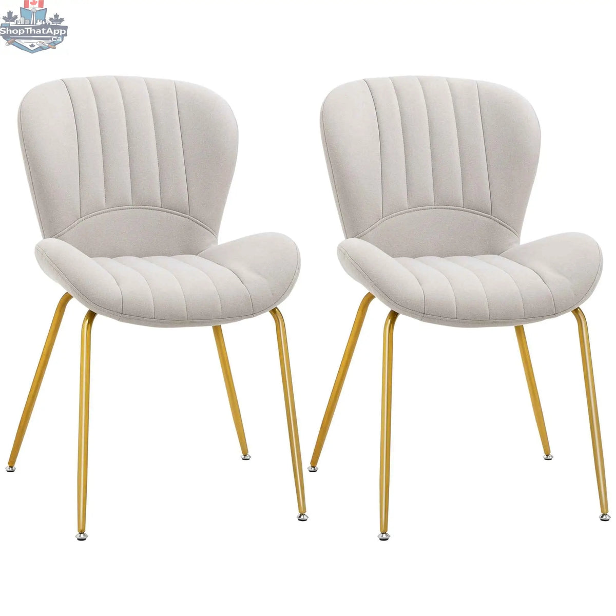 Set of 2 Lux Modern Dining Chairs by SLOTH Nation with cushioned backrests in cream white, stylish and comfortable for dining rooms.