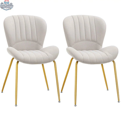 Set of 2 Lux Modern Dining Chairs by SLOTH Nation with cushioned backrests in cream white, stylish and comfortable for dining rooms.