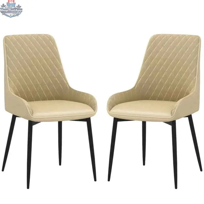 Set of two Blake modern dining chairs by SLOTH Nation in khaki with sleek contemporary design and padded seats.
