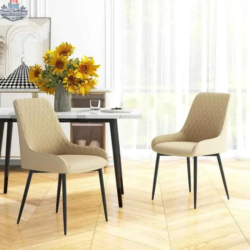 Set of 2 Blake modern dining chairs by SLOTH Nation in khaki fabric, featuring sleek design and wooden legs for contemporary dining rooms.