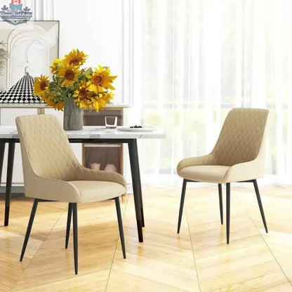 Set of 2 Blake modern dining chairs by SLOTH Nation in khaki fabric, featuring sleek design and wooden legs for contemporary dining rooms.