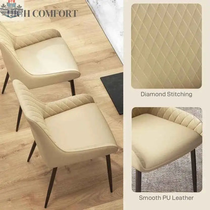 Set of 2 Blake modern dining chairs by SLOTH Nation in khaki fabric, featuring sleek design and wooden legs for stylish dining decor.