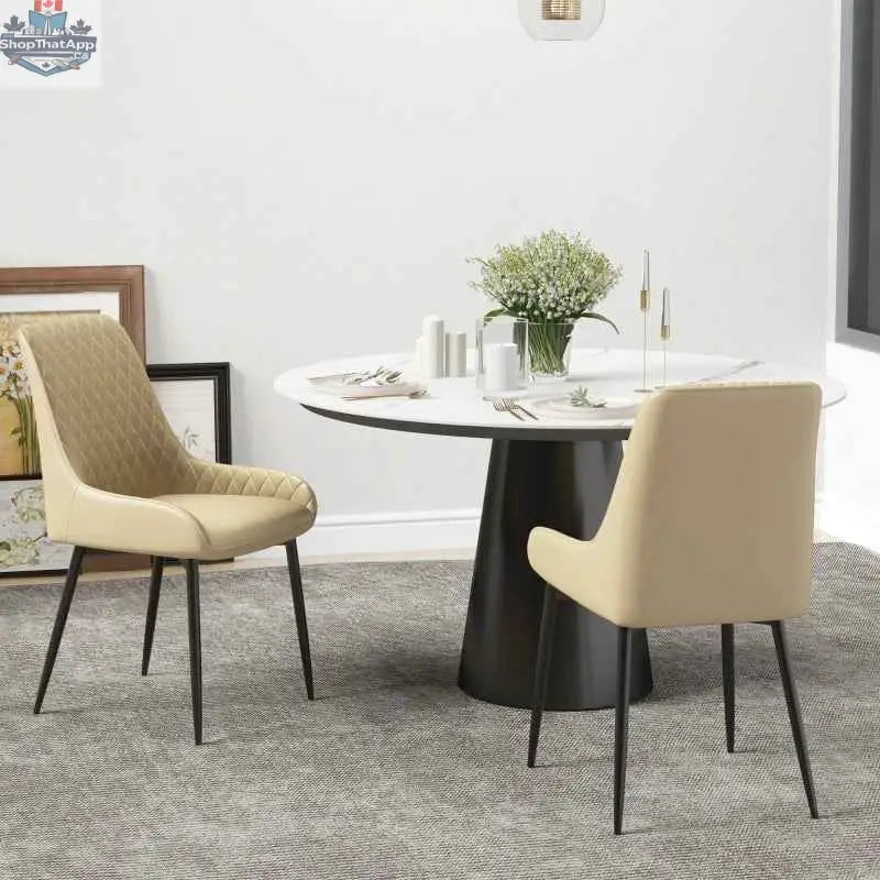 Set of two SLOTH Nation Blake modern dining chairs in khaki fabric, stylish and comfortable for contemporary dining rooms.