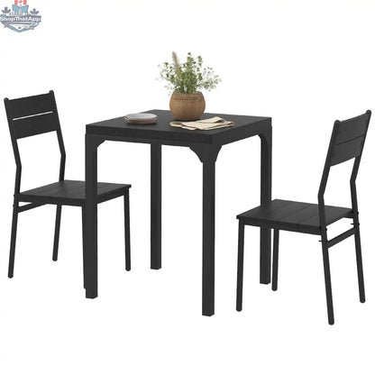 Black 3-piece dining set by SLOTH Nation, compact furniture for small spaces with a table and two chairs in a modern design.