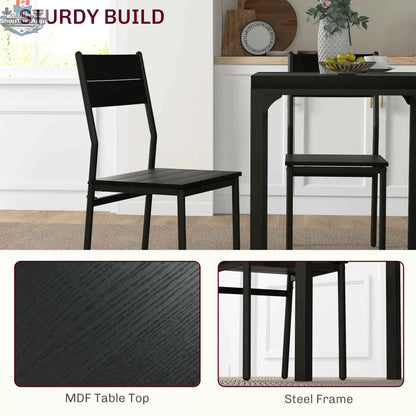 Black Kurt 3-piece dining set for small spaces by SLOTH Nation, includes table and two chairs in modern design.