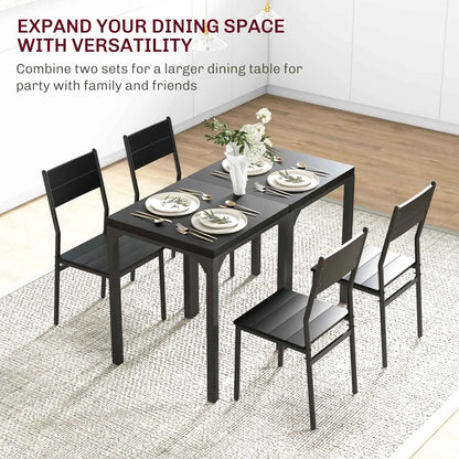 Black Kurt 3-piece dining set for small spaces by SLOTH Nation featuring a compact table and two matching chairs.