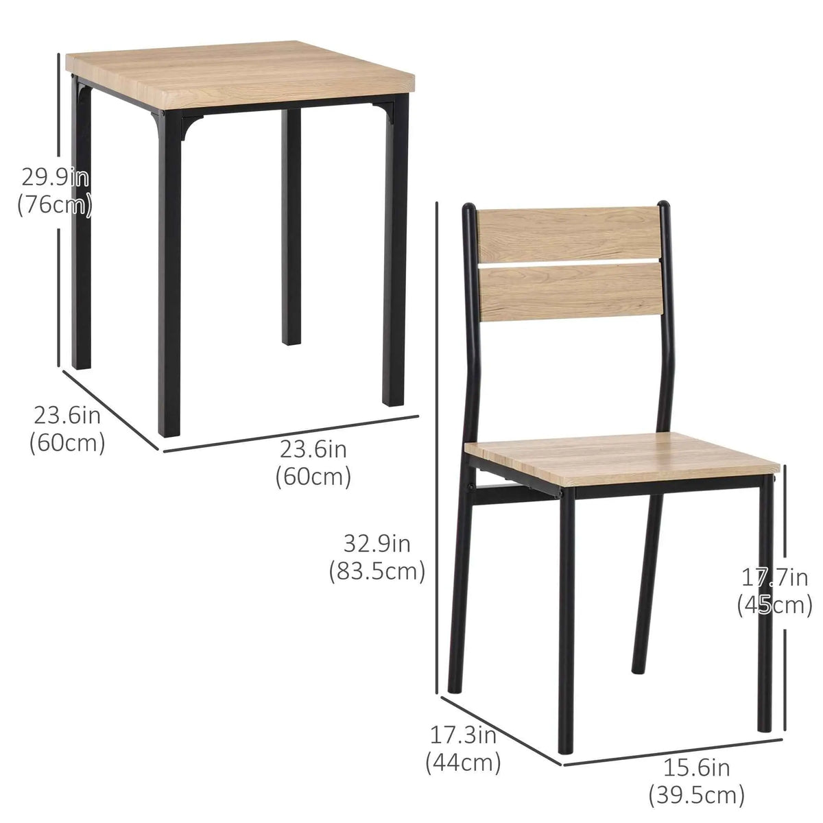 Small space dining set with natural wood finish, includes table and two chairs, by SLOTH Nation, designed for compact living areas.
