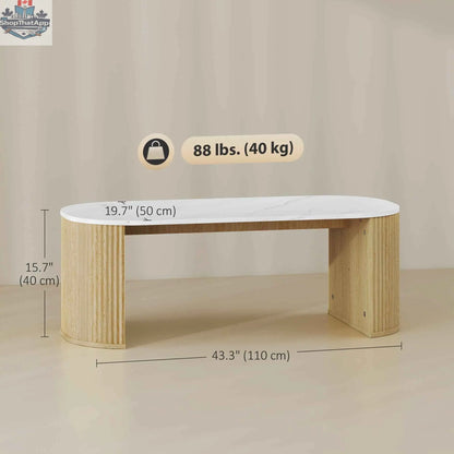 SLOTH Nation Cameron faux-marble coffee table with natural wood base, modern furniture piece for living room decor.