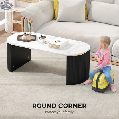 Modern black faux-marble coffee table by SLOTH Nation with sleek, minimalist design and sturdy furniture construction.