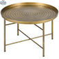 Dessie 24-inch vintage gold coffee table with metal frame and hammered tray top from SLOTH Nation furniture collection.