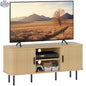 SLOTH Nation Darcy TV stand with oak tone finish, storage shelves and cabinets for TVs up to 55 inches, living room furniture.