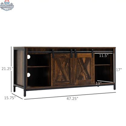 Easton industrial TV stand by SLOTH Nation for TVs up to 60 inches, featuring a sturdy, rustic design for living room furniture.