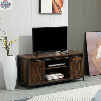 Easton industrial TV stand by SLOTH Nation for TVs up to 60 inches, featuring a sturdy design and modern industrial style.
