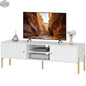 White 65-inch Harley TV stand by SLOTH Nation, crafted for living room TVs up to 65 inches, with a modern design and ample storage.