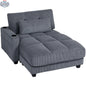 Dark grey Andi Corduroy Chaise Lounger with two cup holders, stylish SLOTH Nation accent chair for living room comfort.