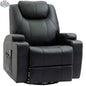 Black Brady Massage Recliner Chair by SLOTH Nation with swivel, rocker features, and 8 vibration points for relaxation.