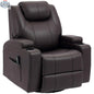 SLOTH Nation Brady brown massage recliner chair with swivel and rocker features, showing plush upholstery and built-in vibration points.