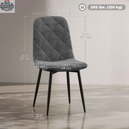 Set of four grey Arbor upholstered dining chairs with steel legs, stylish home furnishings for kitchen and dining areas by SLOTH Nation