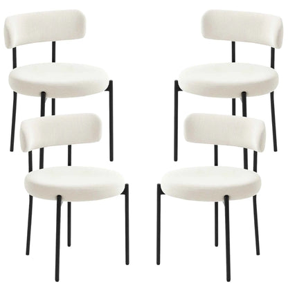Set of four Avery Modern Dining Chairs by SLOTH Nation with beige corduroy upholstery, stylish home furnishings for dining rooms