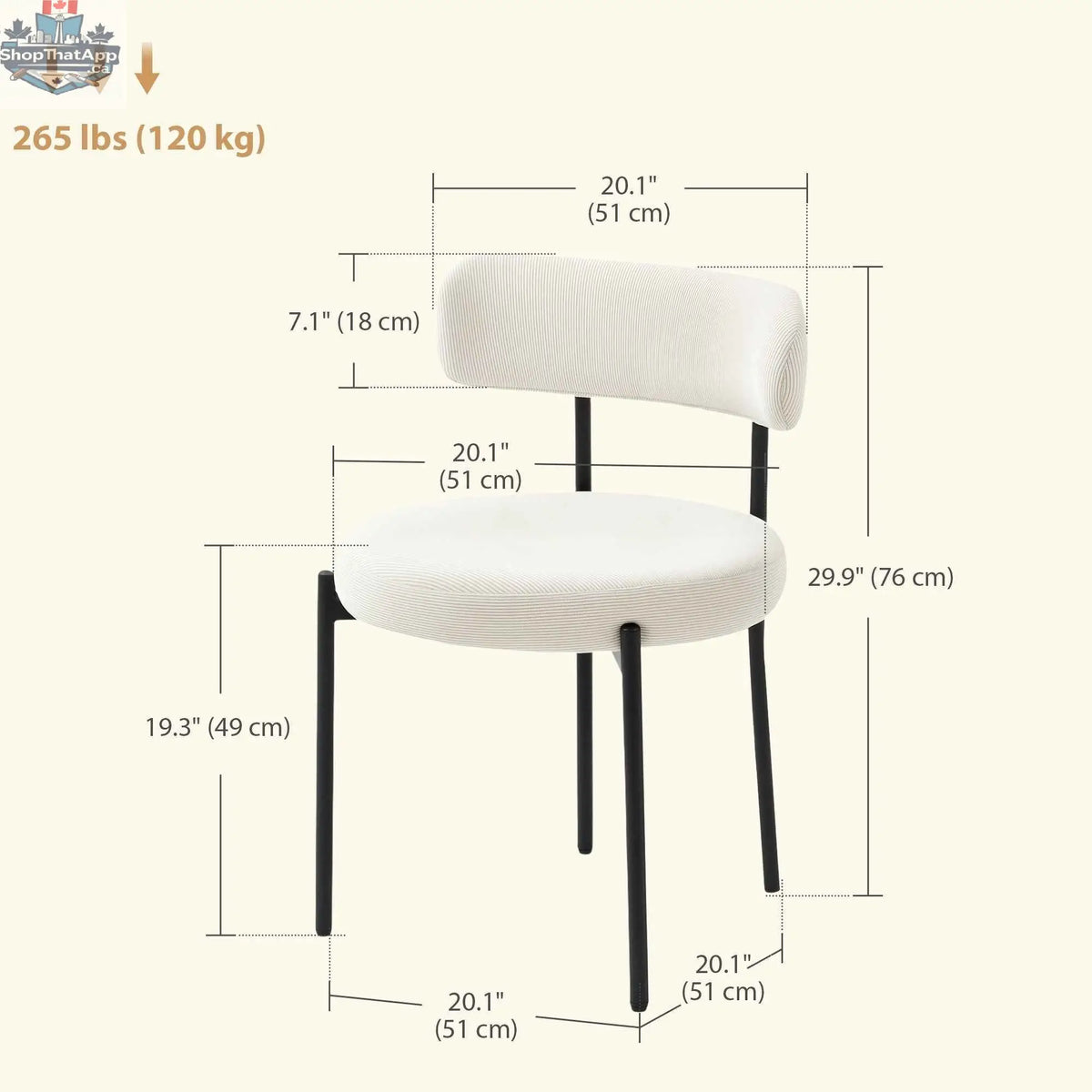 Set of four SLOTH Nation Avery modern beige dining chairs with corduroy upholstery for stylish kitchen and dining room decor.