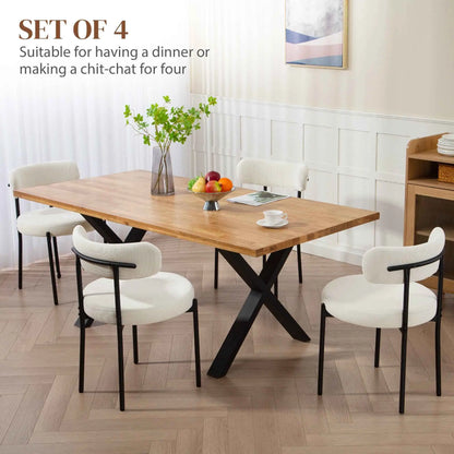 Set of four Avery Modern Dining Chairs by SLOTH Nation with beige corduroy upholstery, perfect for contemporary kitchen or dining rooms.