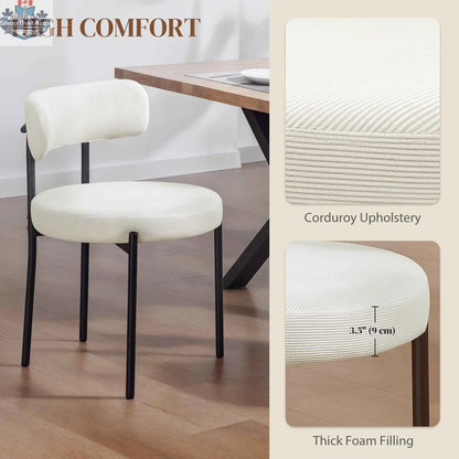 Set of four SLOTH Nation Avery modern beige dining chairs with corduroy upholstery for stylish kitchen and dining room decor