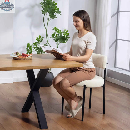 Set of four SLOTH Nation Avery modern beige dining chairs with corduroy upholstery, showcasing stylish kitchen and dining room furniture.