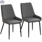 Set of two grey Blake modern dining chairs by SLOTH Nation with diamond tufting and steel legs, perfect for stylish kitchen dining.