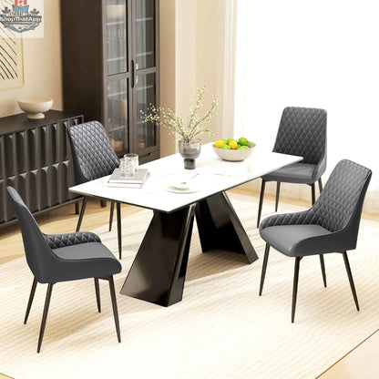 Set of two grey Blake modern dining chairs with diamond tufting and steel legs by SLOTH Nation, perfect for stylish kitchen and dining rooms.