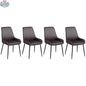 Set of four SLOTH Nation Blake vegan leather dining chairs with modern brown finish and diamond tufting for kitchen and dining room.