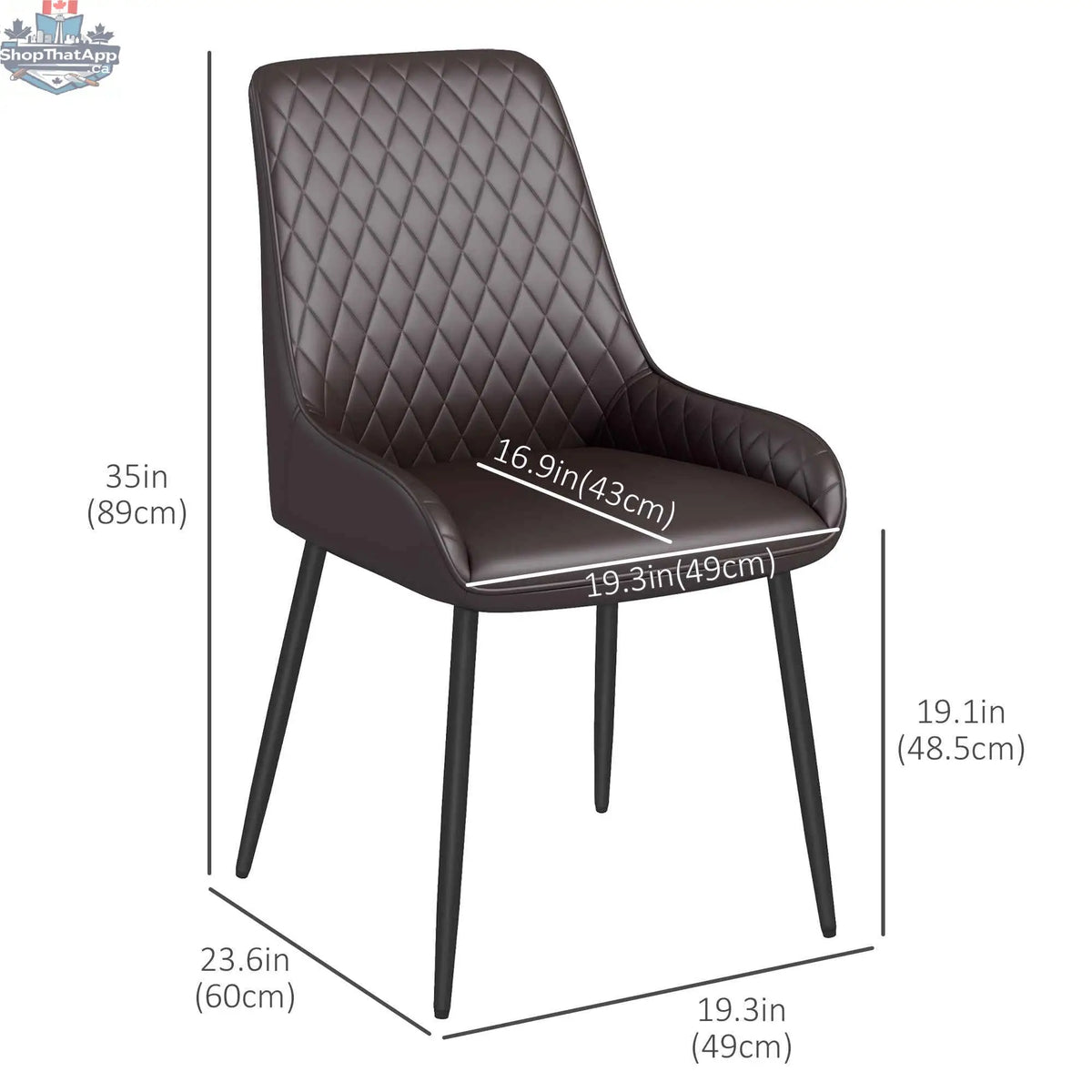 Set of four Blake vegan leather dining chairs by SLOTH Nation featuring modern brown design with diamond tufting for stylish dining rooms.