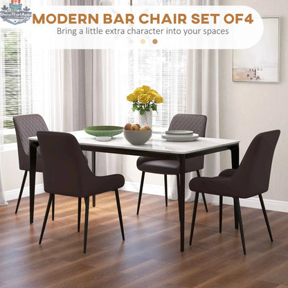 Set of four Blake vegan leather dining chairs by SLOTH Nation featuring modern brown design with diamond tufting for stylish kitchen seating.